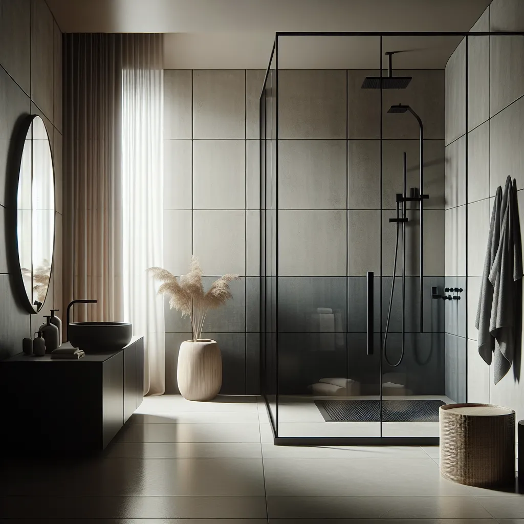Szklana szyba prysznicowa w kolorze czarnym – elegancki dodatek do nowoczesnej łazienki